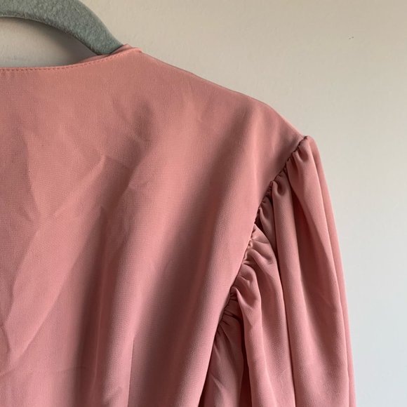 Topshop Blush Colored Long Sleeve Wrap Dress Sz 6 - Picture 7 of 9